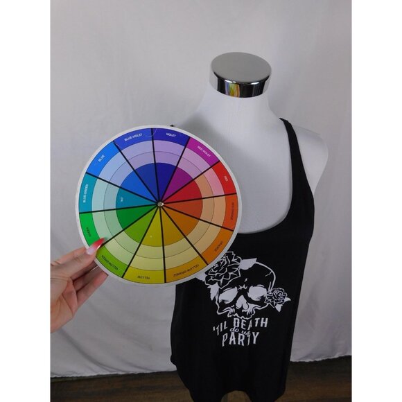 'Til Death Do Us Party Tank Top Womens Small Black Skull Rose Graphic Sleeveless - Picture 7 of 9